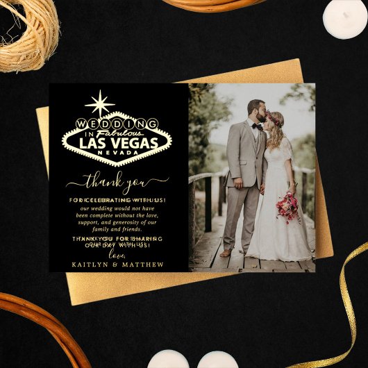 Elegant Las Vegas Destination Wedding Bedankt Folie Uitnodiging
