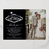 Elegant Las Vegas Destination Wedding Bedankt Folie Uitnodiging (Voorkant)