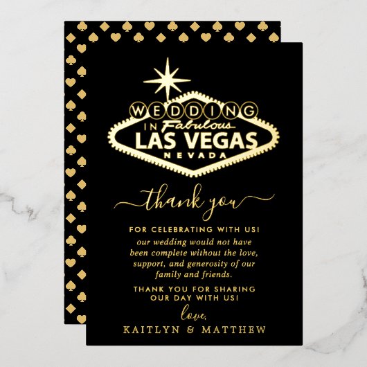 Elegant Las Vegas Destination Wedding Bedankt Folie Uitnodiging (Voorkant / Achterkant)