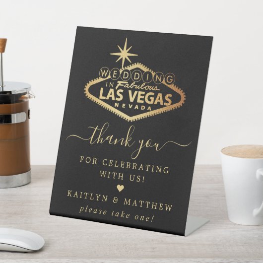 Elegant Las Vegas Destination Wedding Bedankt Reclamebord Met Voetstuk (Insitu)