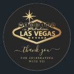 Elegant Las Vegas Destination Wedding Bedankt Ronde Sticker<br><div class="desc">Viel in stijl met deze moderne en zeer trendy trouwstickers. Dit ontwerp is gemakkelijk te personaliseren met uw speciale gebeurtenisformulering en uw gasten zullen enthousiast zijn wanneer zij deze geweldige stickers ontvangen.</div>