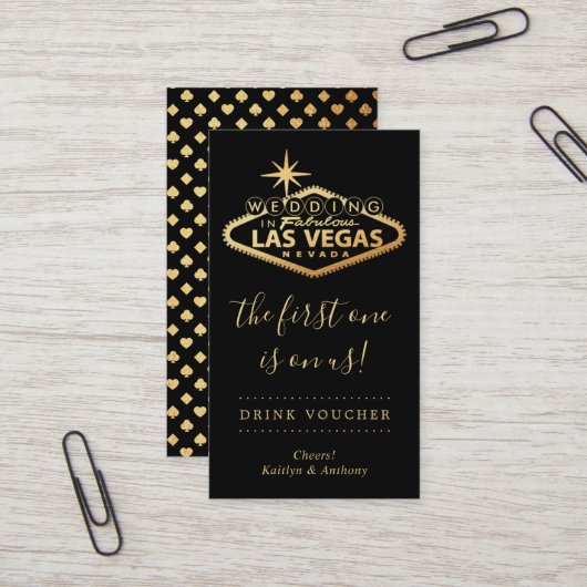 Elegant Las Vegas Destination Wedding Drink Ticket (Voorkant / Achterkant in situ)