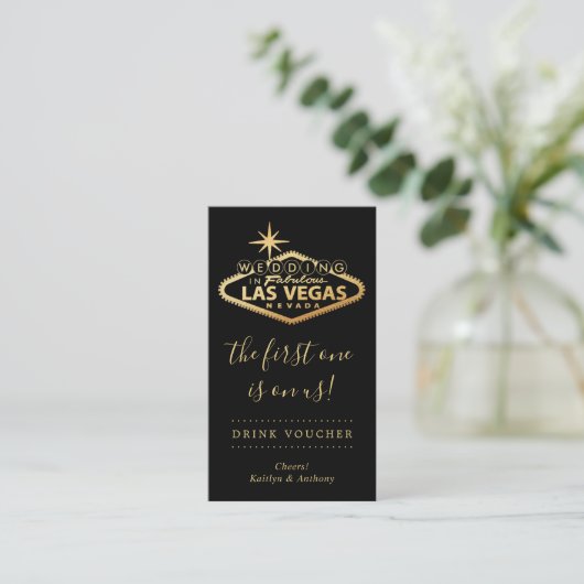 Elegant Las Vegas Destination Wedding Drink Ticket (Staand voorkant)