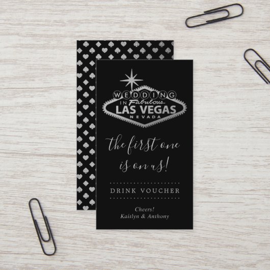 Elegant Las Vegas Destination Wedding Drink Ticket (Voorkant / Achterkant in situ)