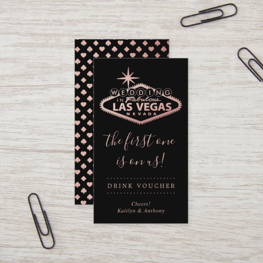 Elegant Las Vegas Destination Wedding Drink Ticket (Voorkant / Achterkant in situ)