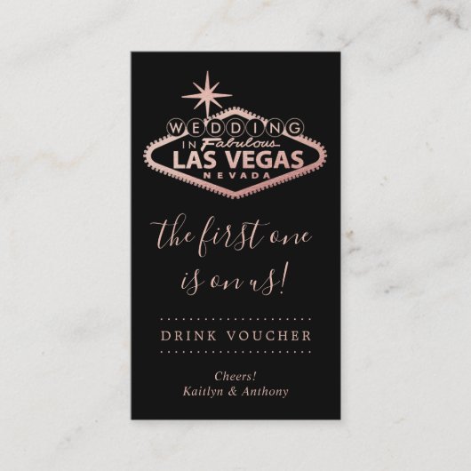 Elegant Las Vegas Destination Wedding Drink Ticket (Voorkant)