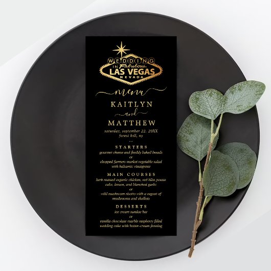 Elegant Las Vegas Destination Wedding Menu