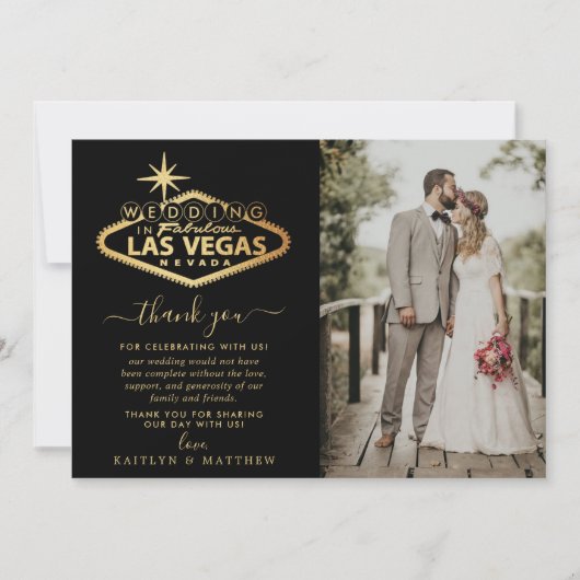 Elegant Las Vegas Destination Wedding Photo Bedankkaart (Voorkant)