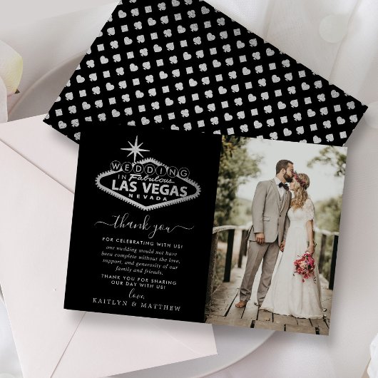 Elegant Las Vegas Destination Wedding Photo Bedankkaart