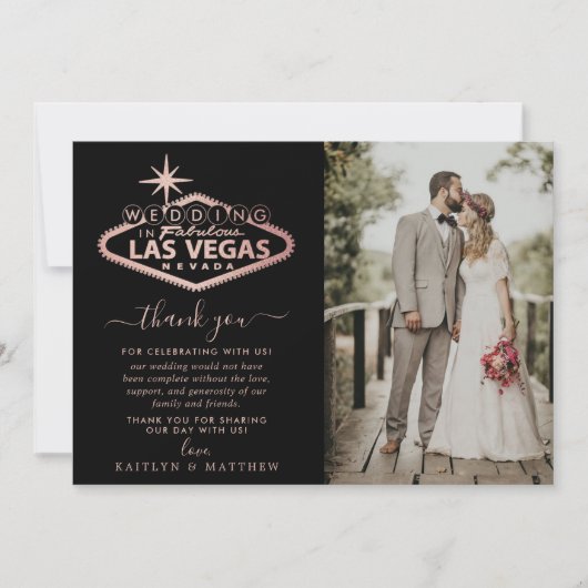 Elegant Las Vegas Destination Wedding Photo Bedankkaart (Voorkant)