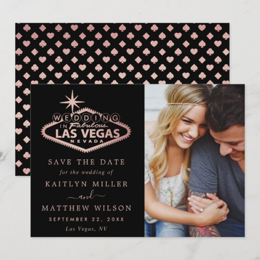 Elegant Las Vegas Destination Wedding Photo Save The Date (Voorkant / Achterkant)
