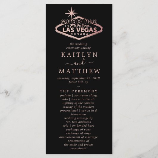 Elegant Las Vegas Destination Wedding Programmakaart (Voorkant)