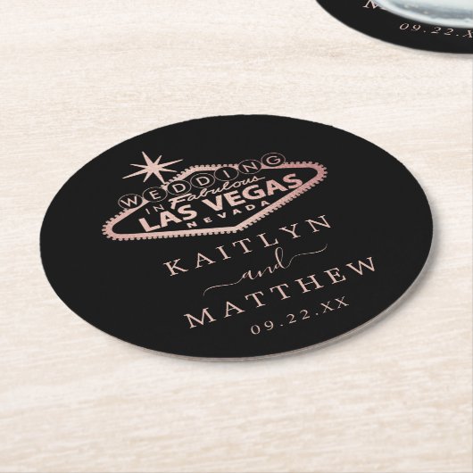 Elegant Las Vegas Destination Wedding Ronde Kartonnen Onderzetter (Gebogen)