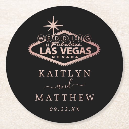 Elegant Las Vegas Destination Wedding Ronde Kartonnen Onderzetter (Voorkant)