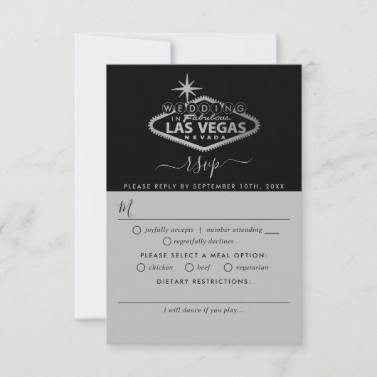 Elegant Las Vegas Destination Wedding RSVP Kaartje (Voorkant)