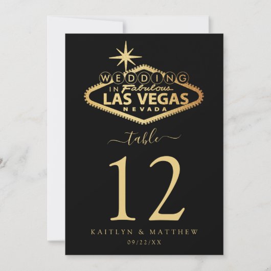 Elegant Las Vegas Destination Wedding Table Number Kaart (Voorkant)