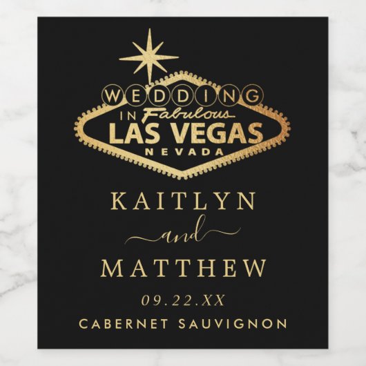 Elegant Las Vegas Destination Wedding Wijn Etiket (Enkel label)