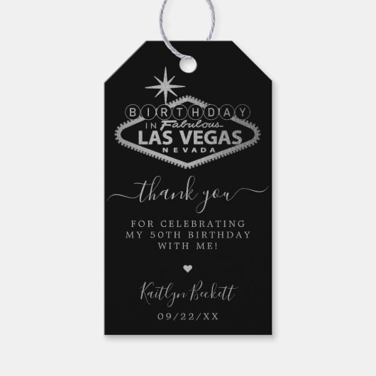 Elegant Las Vegas verjaardagsfeestje bedankt Cadeaulabel (Voorkant)