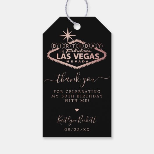 Elegant Las Vegas verjaardagsfeestje bedankt Cadeaulabel (Voorkant)