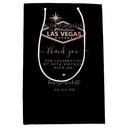 Elegant Las Vegas verjaardagsfeestje bedankt Medium Cadeauzakje (Voorkant)