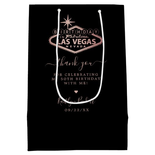 Elegant Las Vegas verjaardagsfeestje bedankt Medium Cadeauzakje (Achterkant)