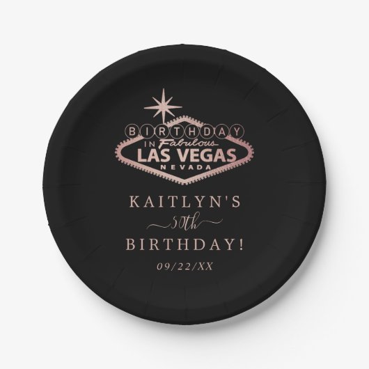 Elegant Las Vegas verjaardagsfeestje Papieren Bordje (Voorkant)
