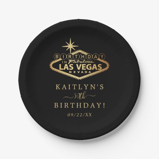 Elegant Las Vegas verjaardagsfeestje Papieren Bordje (Voorkant)