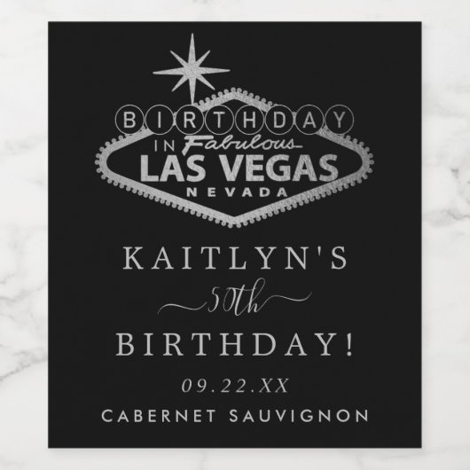 Elegant Las Vegas verjaardagsfeestje Wijn Etiket (Enkel label)