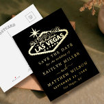 Elegant Las Vegas Wedding Save the Date Real Folie Uitnodiging Briefkaart<br><div class="desc">Geniet in stijl met deze moderne en zeer trendy echte folie die op bruiloft drukte,  behalve de date briefkaarten. Dit ontwerp is gemakkelijk te personaliseren met uw speciale gebeurtenisformulering en uw gasten zullen enthousiast zijn wanneer zij deze geweldige briefkaarten ontvangen.</div>