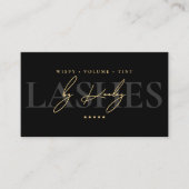 Elegant Lash Tech Studio Onderschrift Zwart Visitekaartje (Voorkant)