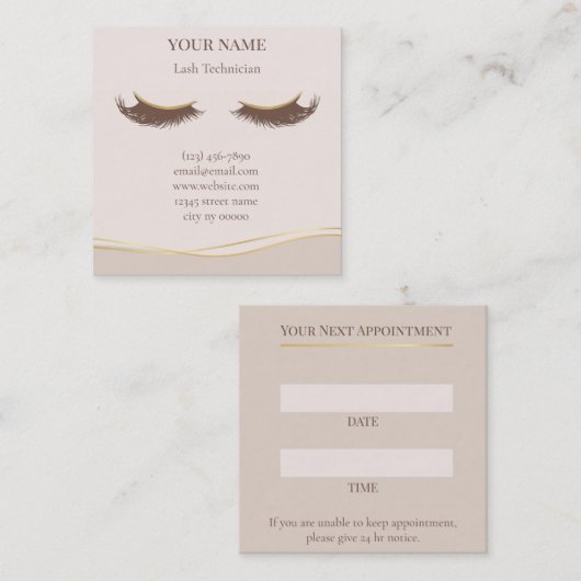 Elegant Lash Technician Appointment Card Afsprakenkaartje (Voorkant / Achterkant)