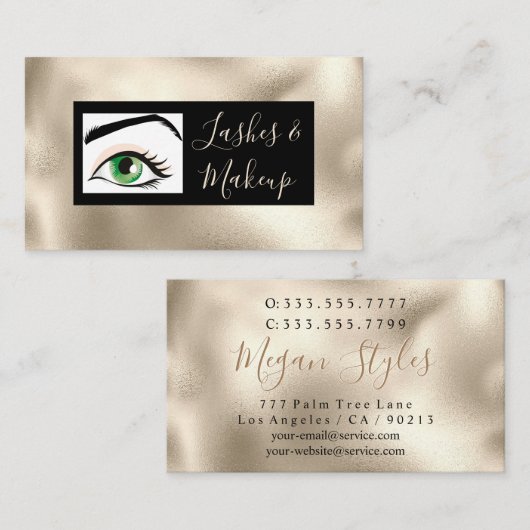 Elegant Lashes & Makeup-artiesten, DIY Name Gold & Visitekaartje (Voorkant / Achterkant)