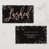 Elegant lashscript roos Gold confetti splatters Visitekaartje (Voorkant / Achterkant)