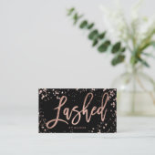 Elegant lashscript roos Gold confetti splatters Visitekaartje (Staand voorkant)