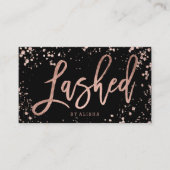 Elegant lashscript roos Gold confetti splatters Visitekaartje (Voorkant)
