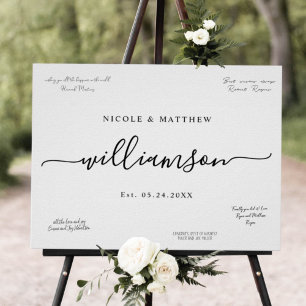 Elegant Last Name Sign Around Weddenschap Poster