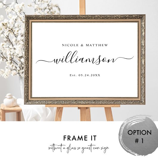 Elegant Last Name Sign Around Weddenschap Poster