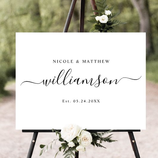 Elegant Last Name Sign Around Weddenschap Poster