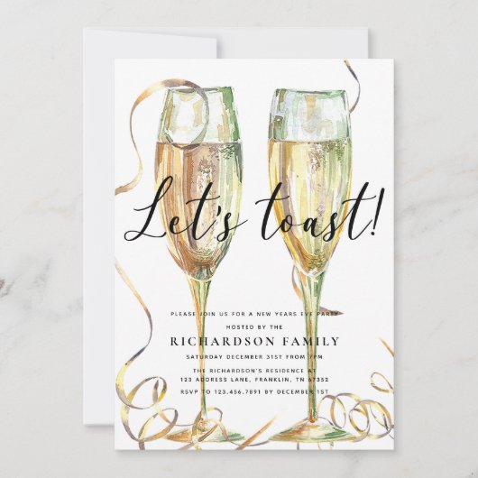 Elegant laten we toast op nieuwjaarsfeest kaart (Voorkant)