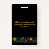 Elegant Latijns-Amerikaanse Folk Floral Employee Badge (Achterkant)