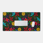 Elegant Latijns-Amerikaanse Folk Floral | Zwart Bureaumat (Keyboard & Muis)