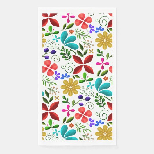 Elegant Latin American Folk Floral Servet (Voorkant)