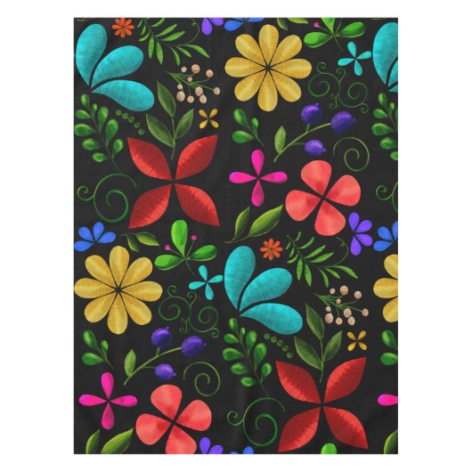 Elegant Latin American Folk Floral Tafelkleed (Voorkant)