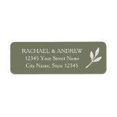Elegant Laurel Blad Groen Bruiloft Retouradres Etiket (Voorkant)
