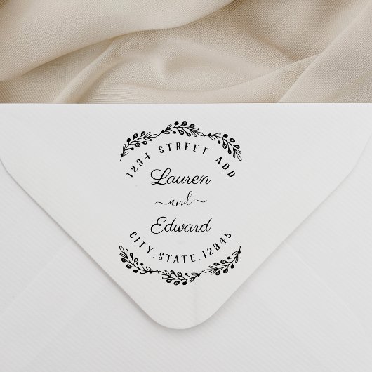 Elegant Laurel Couple Names Wedding Return Address Rubberstempel