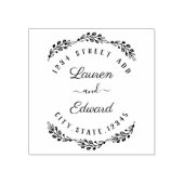 Elegant Laurel Couple Names Wedding Return Address Rubberstempel (Afrduk)