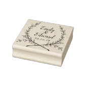 Elegant Laurel Couple Names Wedding Save the Date Rubberstempel (Stempel)