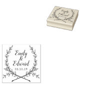 Elegant Laurel Couple Names Wedding Save the Date Rubberstempel (Gestempeld)