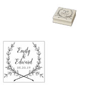 Elegant Laurel Couple Names Wedding Save the Date Rubberstempel (Gestempeld)