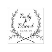 Elegant Laurel Couple Names Wedding Save the Date Rubberstempel (Afrduk)